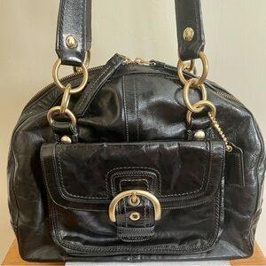 Y2k COACH Patent Black Leather F13134 Courtney Luxury Satchel Shoulder Bag